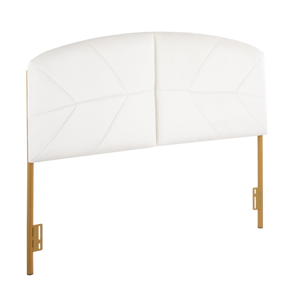 Lindsey Contemporary/Glam Queen Headboard in Gold Steel and Black Velvet By LumiSource | Headboards | Modishstore - 8