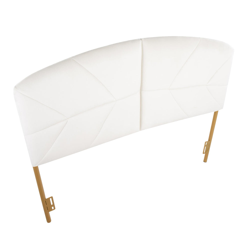 Lindsey Contemporary/Glam Queen Headboard in Gold Steel and Black Velvet By LumiSource | Headboards | Modishstore - 9