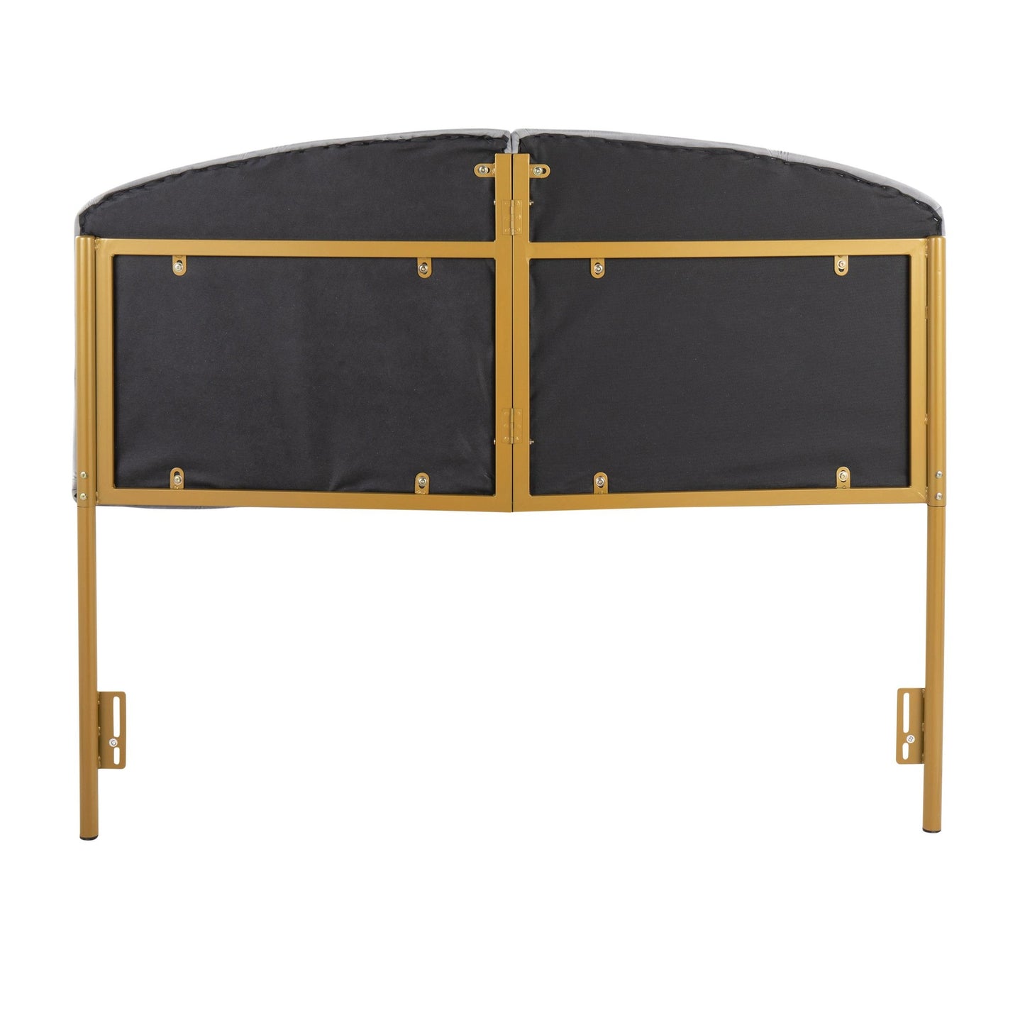 Lindsey Contemporary/Glam Queen Headboard in Gold Steel and Black Velvet By LumiSource | Headboards | Modishstore - 20