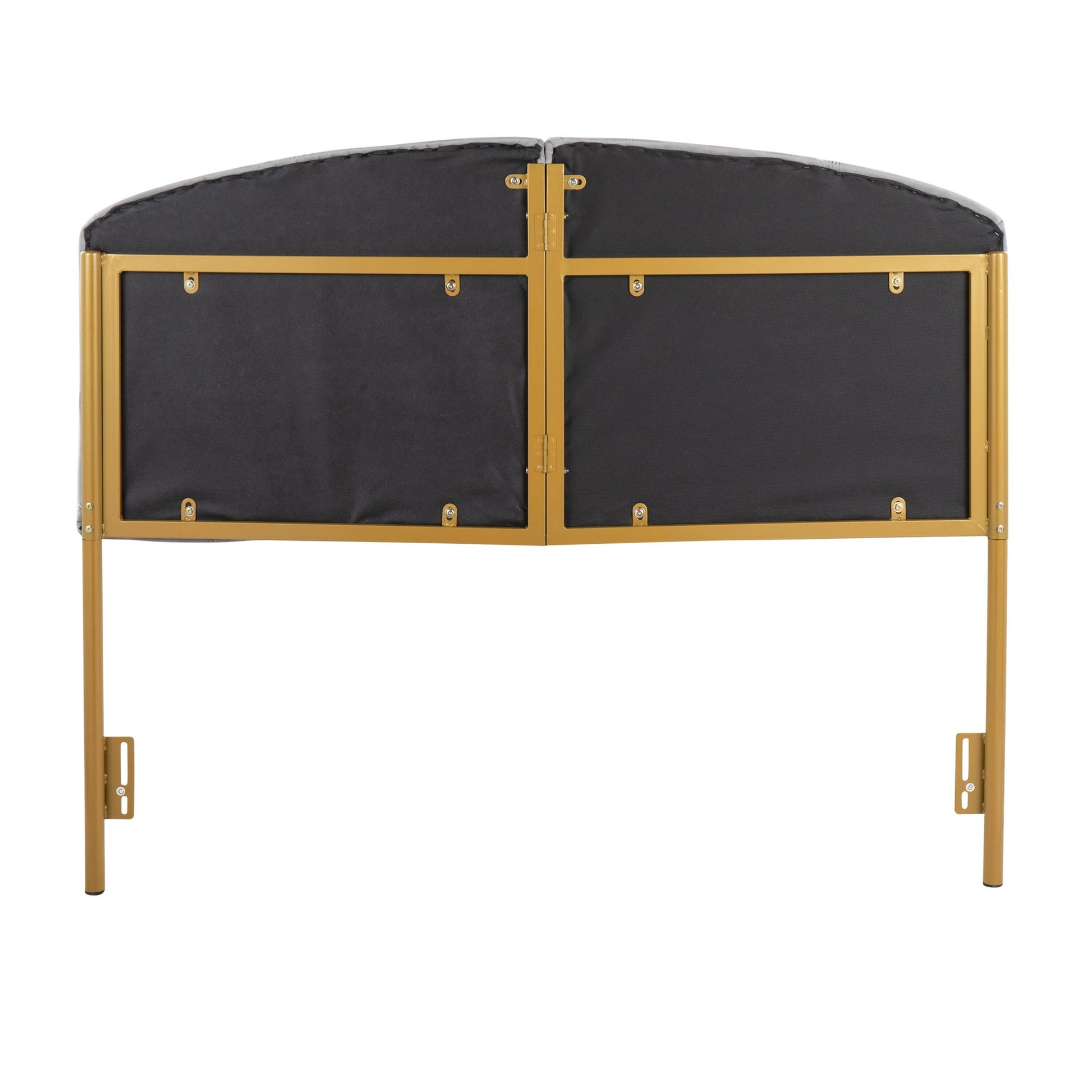 Lindsey Contemporary/Glam Queen Headboard in Gold Steel and Black Velvet By LumiSource | Headboards | Modishstore - 20