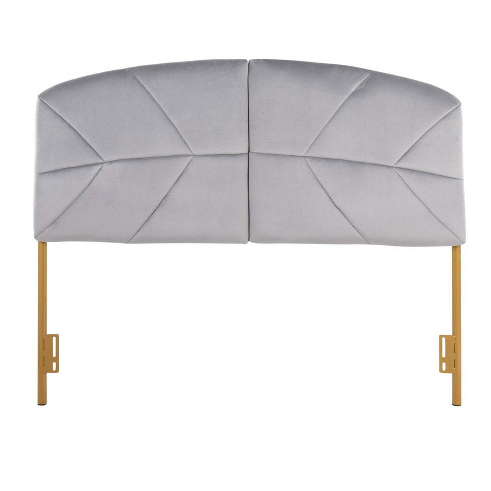 Lindsey Contemporary/Glam Queen Headboard in Gold Steel and Black Velvet By LumiSource | Headboards | Modishstore - 21