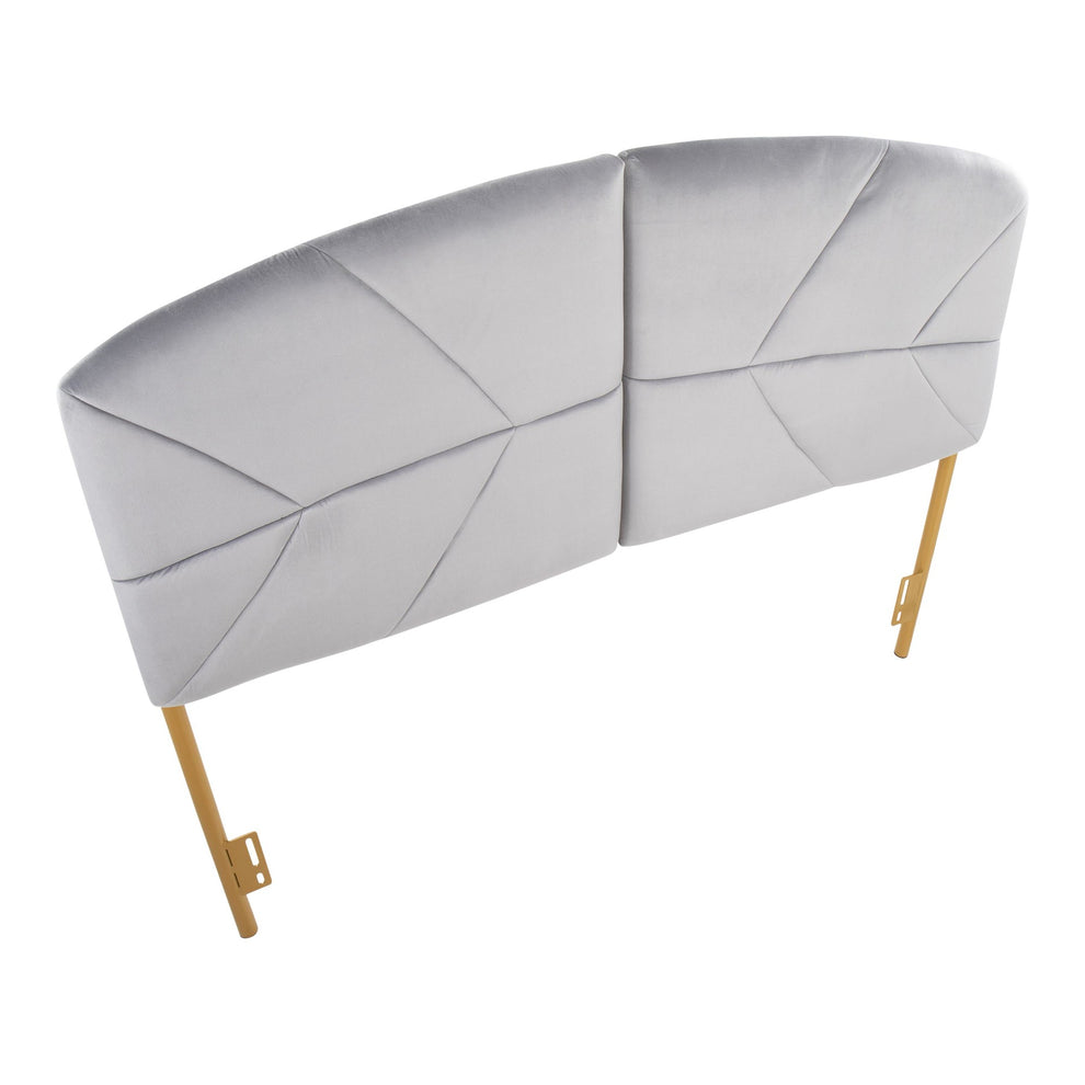 Lindsey Contemporary/Glam Queen Headboard in Gold Steel and Black Velvet By LumiSource | Headboards | Modishstore - 16