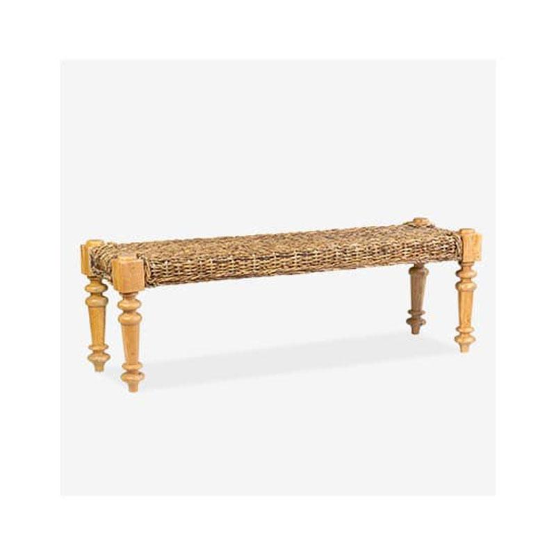Lisbon Acacia Wood/Rattan Bench (K/D) - Natural Abaca by Jeffan | Benches | Modishstore - 4