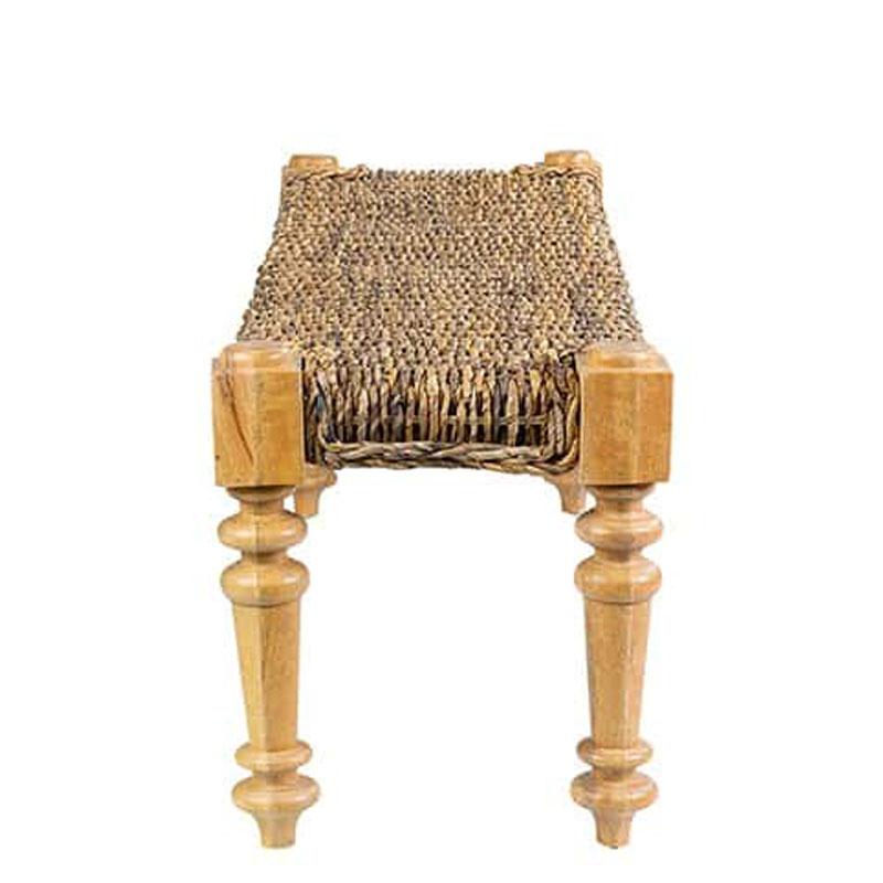 Lisbon Acacia Wood/Rattan Bench (K/D) - Natural Abaca by Jeffan | Benches | Modishstore - 2