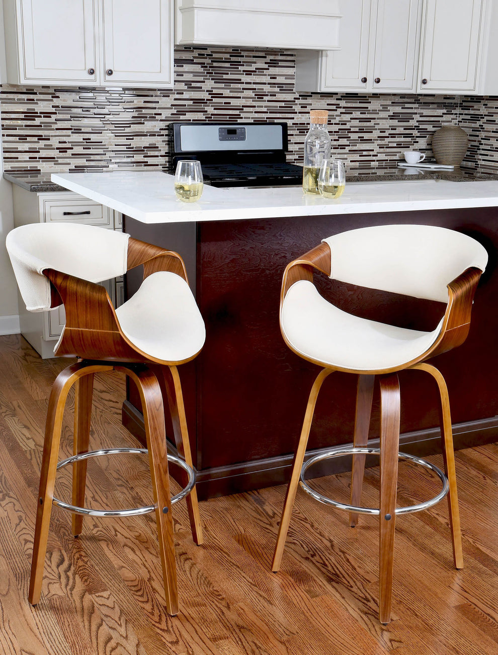 LumiSource Curvini 24'' Counter Stool - Set of 2 | Modishstore | Counter Stools