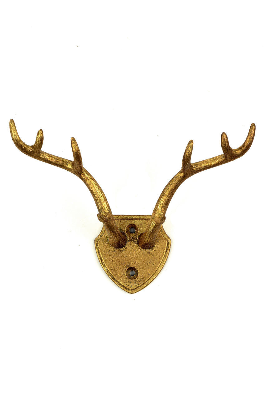Vagabond Vintage Cast Iron Gold Leaf Antler Hook - Set of 2 | Modishstore | Hooks & Racks-3