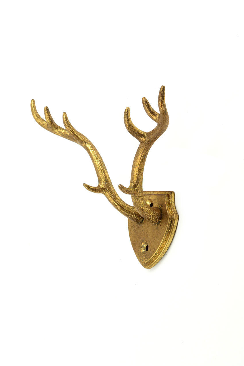 Vagabond Vintage Cast Iron Gold Leaf Antler Hook - Set of 2 | Modishstore | Hooks & Racks-2