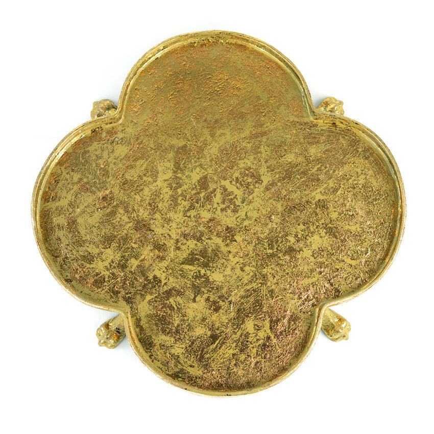 Vagabond Vintage Quadrefoil Footed Tray in Gold Leaf | Modishstore | Decorative Trays & Dishes