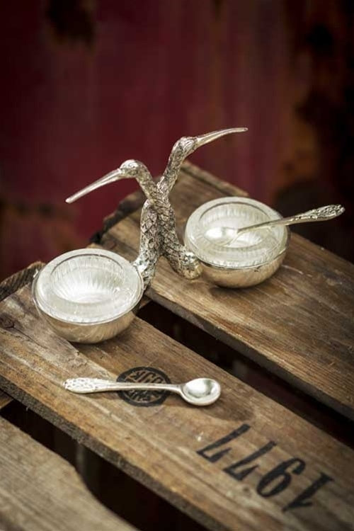 Vagabond Vintage Silver Plated Salt & Pepper Storks | Modishstore | Dinnerware