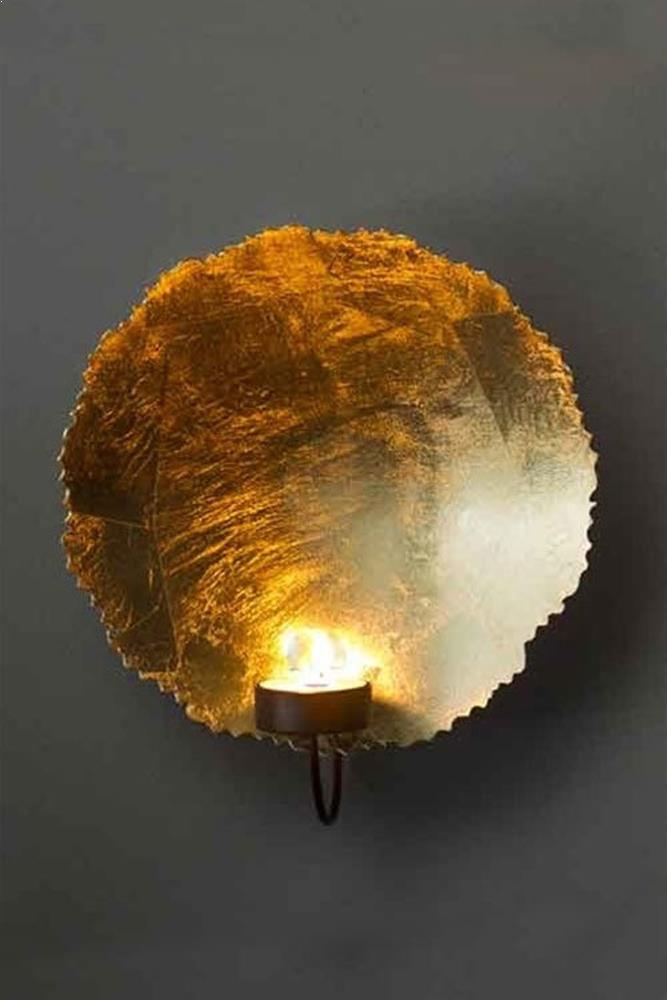 Vagabond Vintage Smooth Gold Leaf Tea Light / Wall Sconce | Modishstore | Candle Holders
