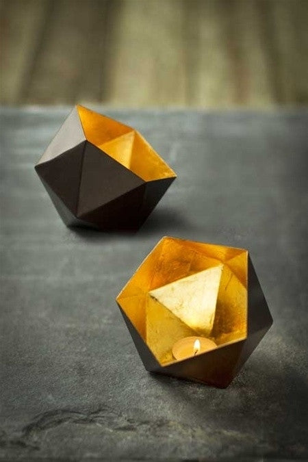 Vagabond Vintage Metallic Geometric Votive with Inner Gold Leafing | Modishstore | Candle Holders