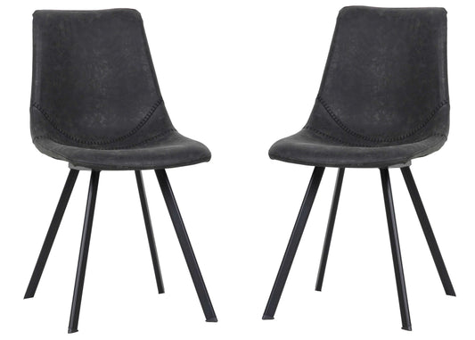 LeisureMod Markley Modern Leather Dining Chair With Metal Legs Set of 2 | Dining Chairs | Modishstore