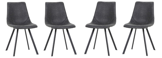 LeisureMod Markley Modern Leather Dining Chair With Metal Legs Set of 4 | Dining Chairs | Modishstore