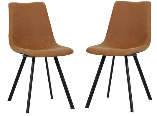 LeisureMod Markley Modern Leather Dining Chair With Metal Legs Set of 2 | Dining Chairs | Modishstore