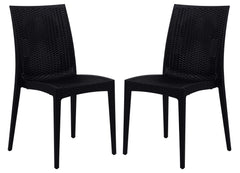 LeisureMod Weave Mace Indoor/Outdoor Dining Chair (Armless), Set of 2