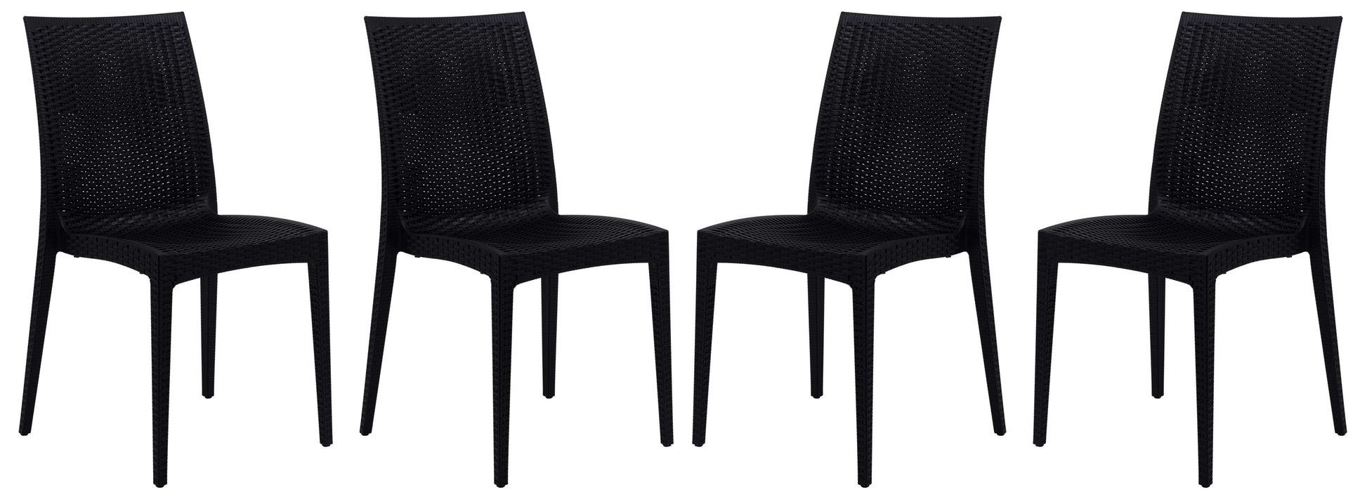 LeisureMod Weave Mace Indoor/Outdoor Dining Chair (Armless), Set of 4 | Dining Chairs | Modishstore - 6