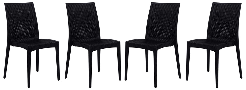 LeisureMod Weave Mace Indoor/Outdoor Dining Chair (Armless), Set of 4 | Dining Chairs | Modishstore - 6