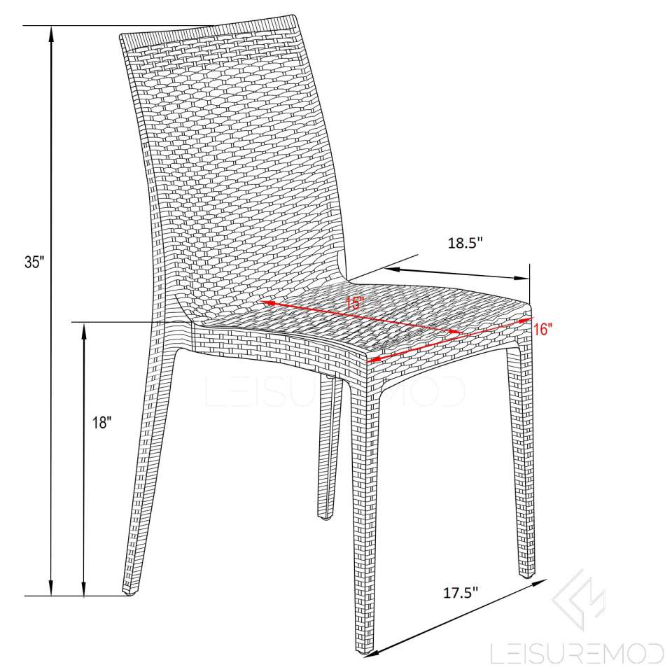 LeisureMod Weave Mace Indoor/Outdoor Dining Chair (Armless) | Dining Chairs | Modishstore - 8