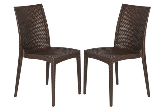 LeisureMod Weave Mace Indoor/Outdoor Dining Chair (Armless), Set of 2 | Dining Chairs | Modishstore