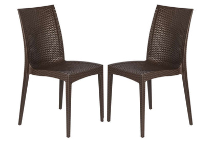 LeisureMod Weave Mace Indoor/Outdoor Dining Chair (Armless), Set of 2 | Dining Chairs | Modishstore