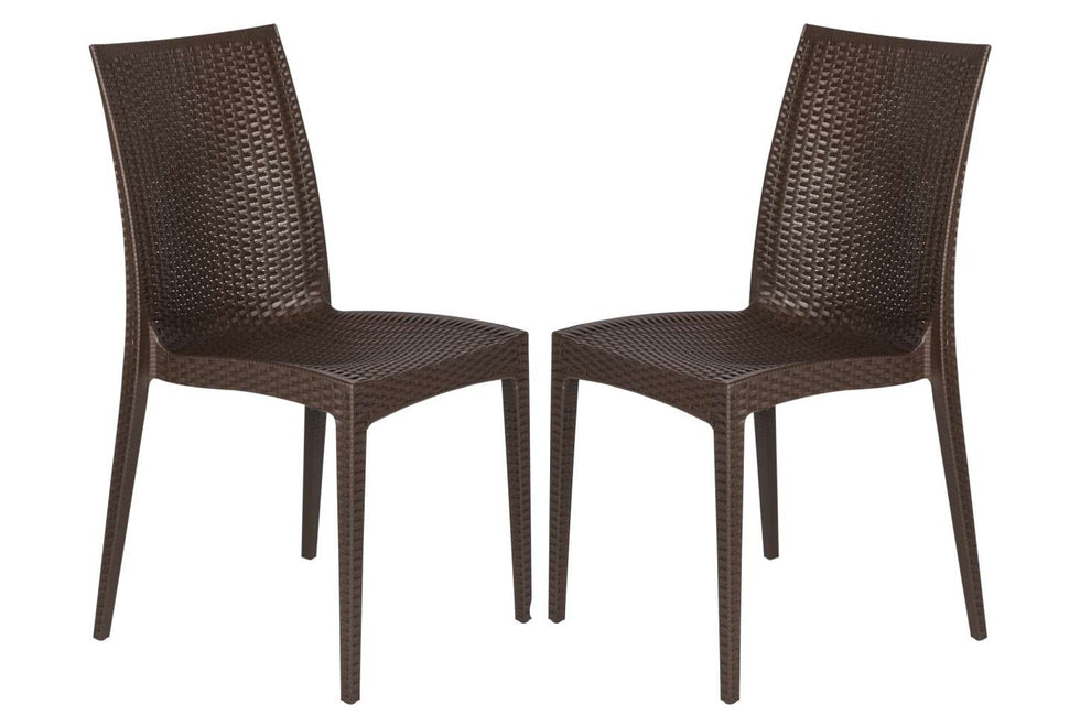 LeisureMod Weave Mace Indoor/Outdoor Dining Chair (Armless), Set of 2 | Dining Chairs | Modishstore