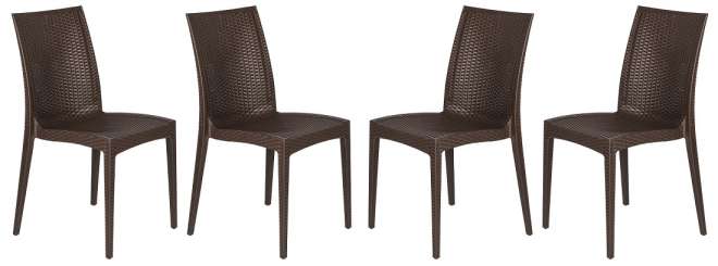 LeisureMod Weave Mace Indoor/Outdoor Dining Chair (Armless), Set of 4 | Dining Chairs | Modishstore - 2