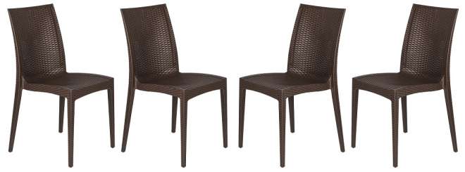 LeisureMod Weave Mace Indoor/Outdoor Dining Chair (Armless), Set of 4 | Dining Chairs | Modishstore - 2