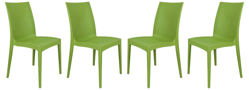 LeisureMod Weave Mace Indoor/Outdoor Dining Chair (Armless), Set of 4 | Dining Chairs | Modishstore - 14