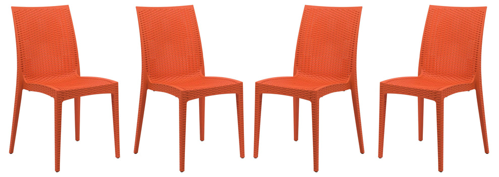 LeisureMod Weave Mace Indoor/Outdoor Dining Chair (Armless), Set of 4 | Dining Chairs | Modishstore - 19