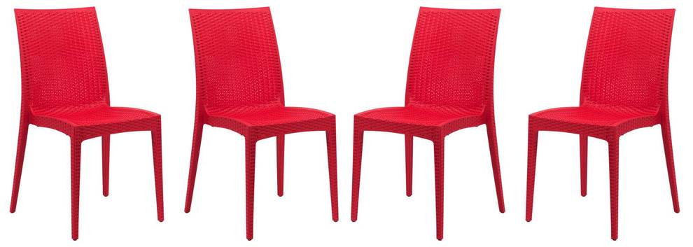 LeisureMod Weave Mace Indoor/Outdoor Dining Chair (Armless), Set of 4 | Dining Chairs | Modishstore - 26