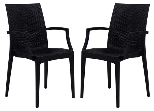 LeisureMod Weave Mace Indoor/Outdoor Chair (With Arms), Set of 2 | Outdoor Chairs | Modishstore