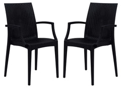 LeisureMod Weave Mace Indoor/Outdoor Chair (With Arms), Set of 2