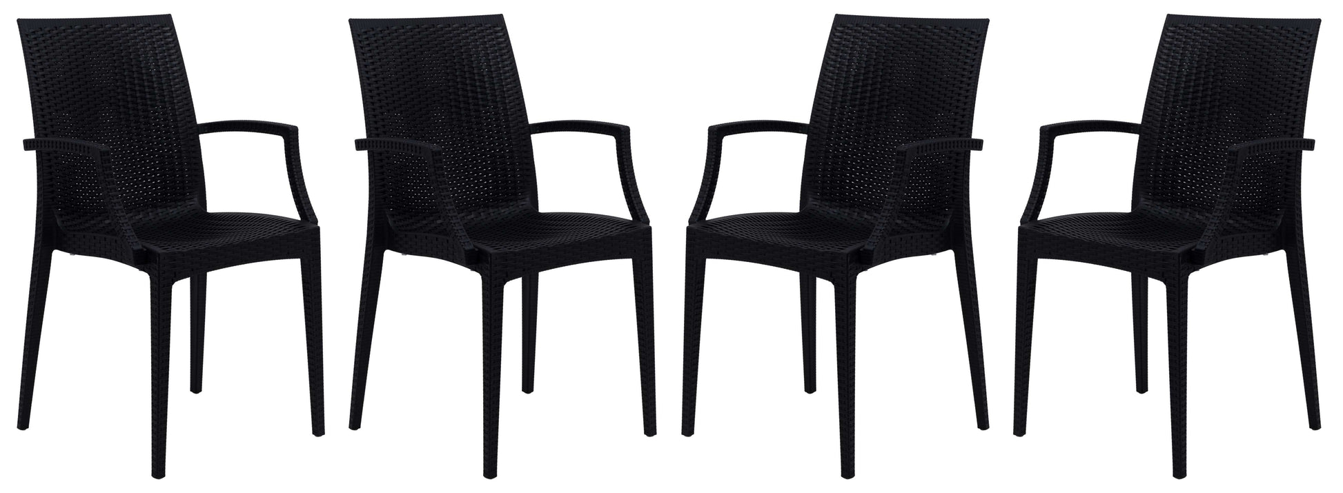 LeisureMod Weave Mace Indoor/Outdoor Chair (With Arms), Set of 4 | Outdoor Chairs | Modishstore