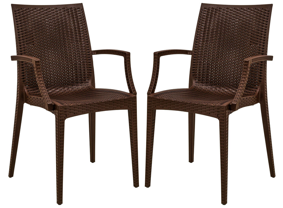 LeisureMod Weave Mace Indoor/Outdoor Chair (With Arms), Set of 2 | Outdoor Chairs | Modishstore