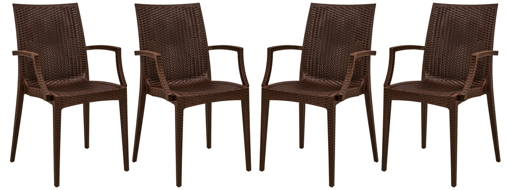 LeisureMod Weave Mace Indoor/Outdoor Chair (With Arms), Set of 4 | Outdoor Chairs | Modishstore - 2