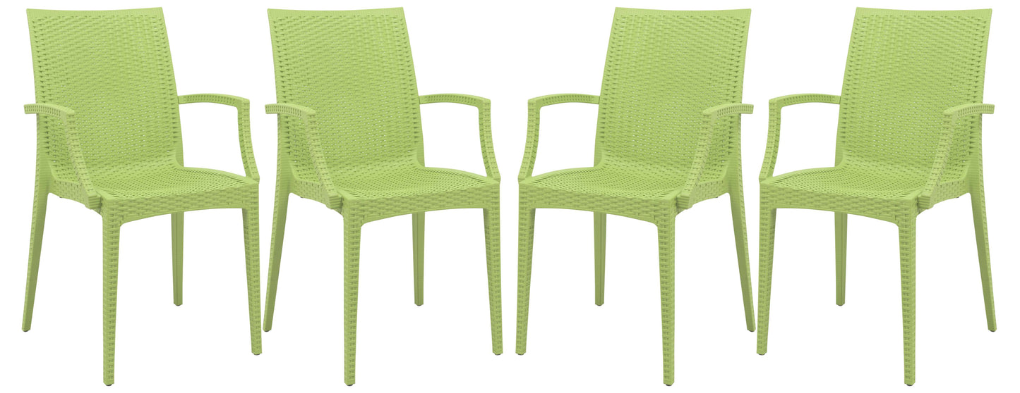 LeisureMod Weave Mace Indoor/Outdoor Chair (With Arms), Set of 4 | Outdoor Chairs | Modishstore - 10
