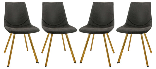 LeisureMod Markley Modern Leather Dining Chair With Gold Legs Set of 4 | Dining Chairs | Modishstore
