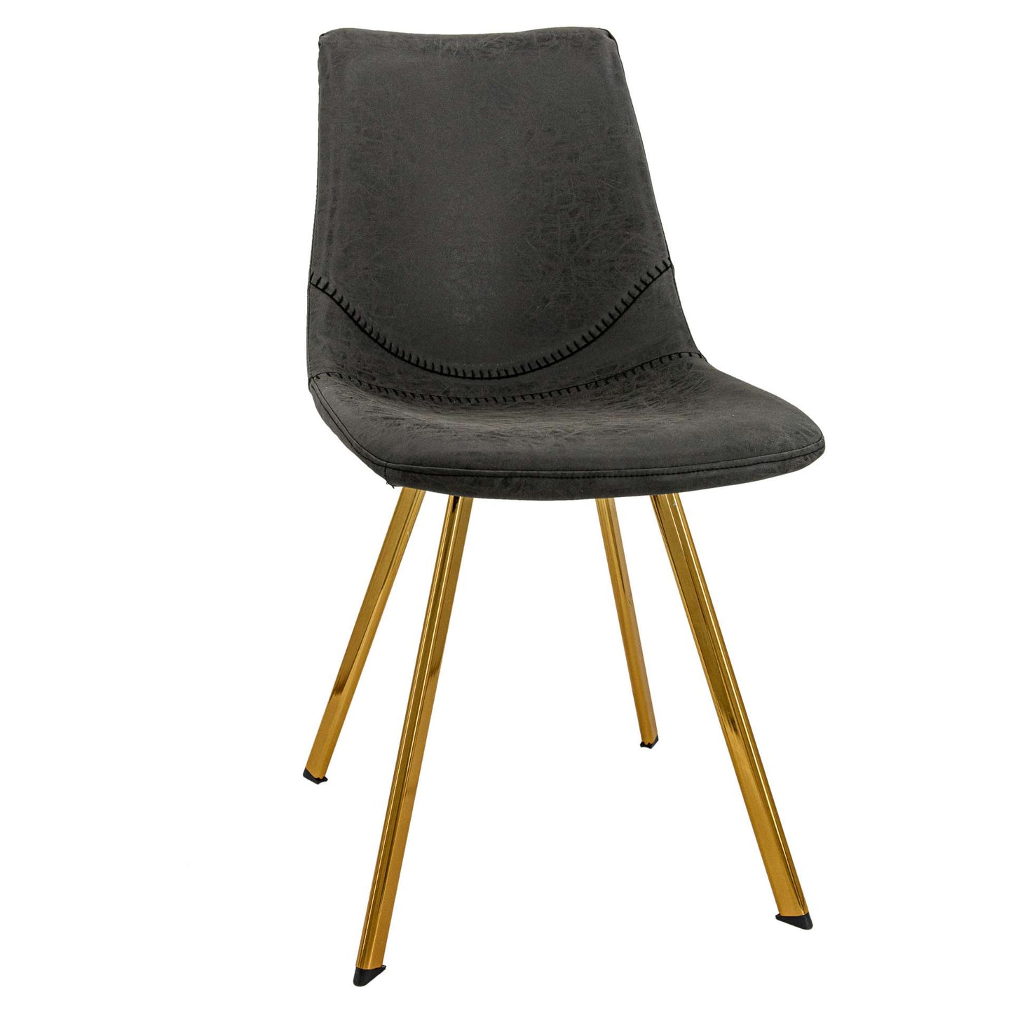 LeisureMod Markley Modern Leather Dining Chair With Gold Legs | Dining Chairs | Modishstore
