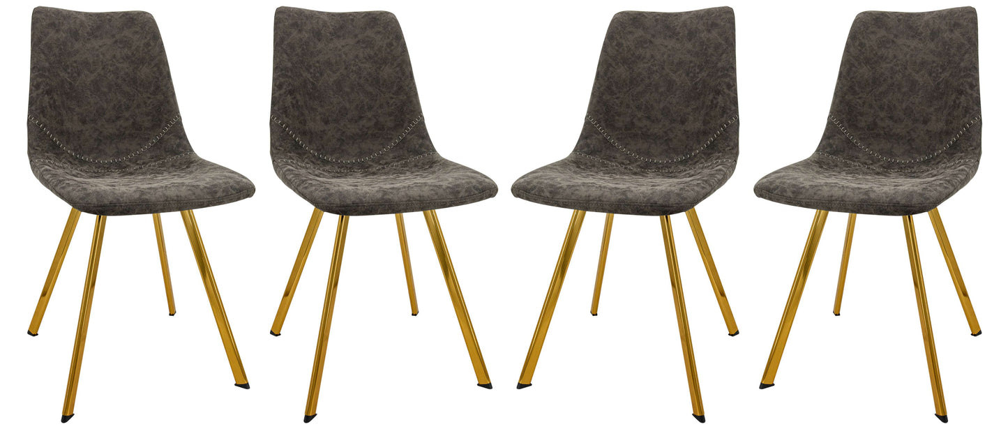 LeisureMod Markley Modern Leather Dining Chair With Gold Legs Set of 4 | Dining Chairs | Modishstore - 28