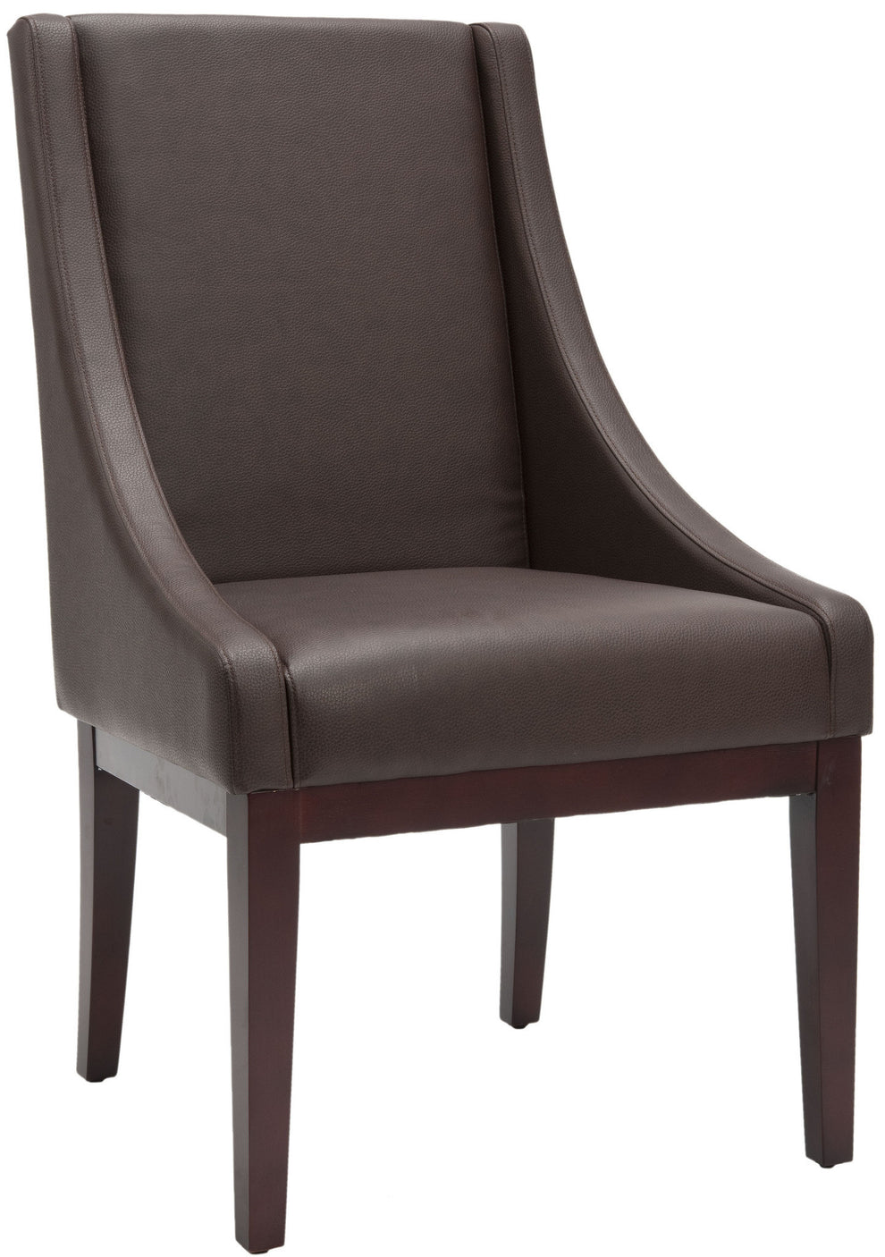 Safavieh Brown Leather Sloping Armchair | Armchairs | Modishstore - 3