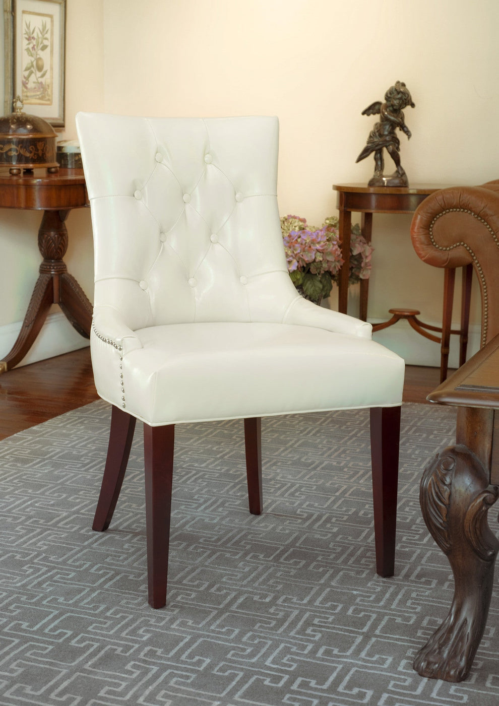 Safavieh Amanda Tufted Chair W/ Nickel Nail Heads | Dining Chairs | Modishstore - 1