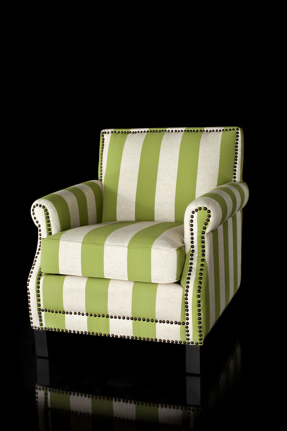 Safavieh Easton Club Chair With Stripes - Brass Nail Heads | Accent Chairs | Modishstore - 2