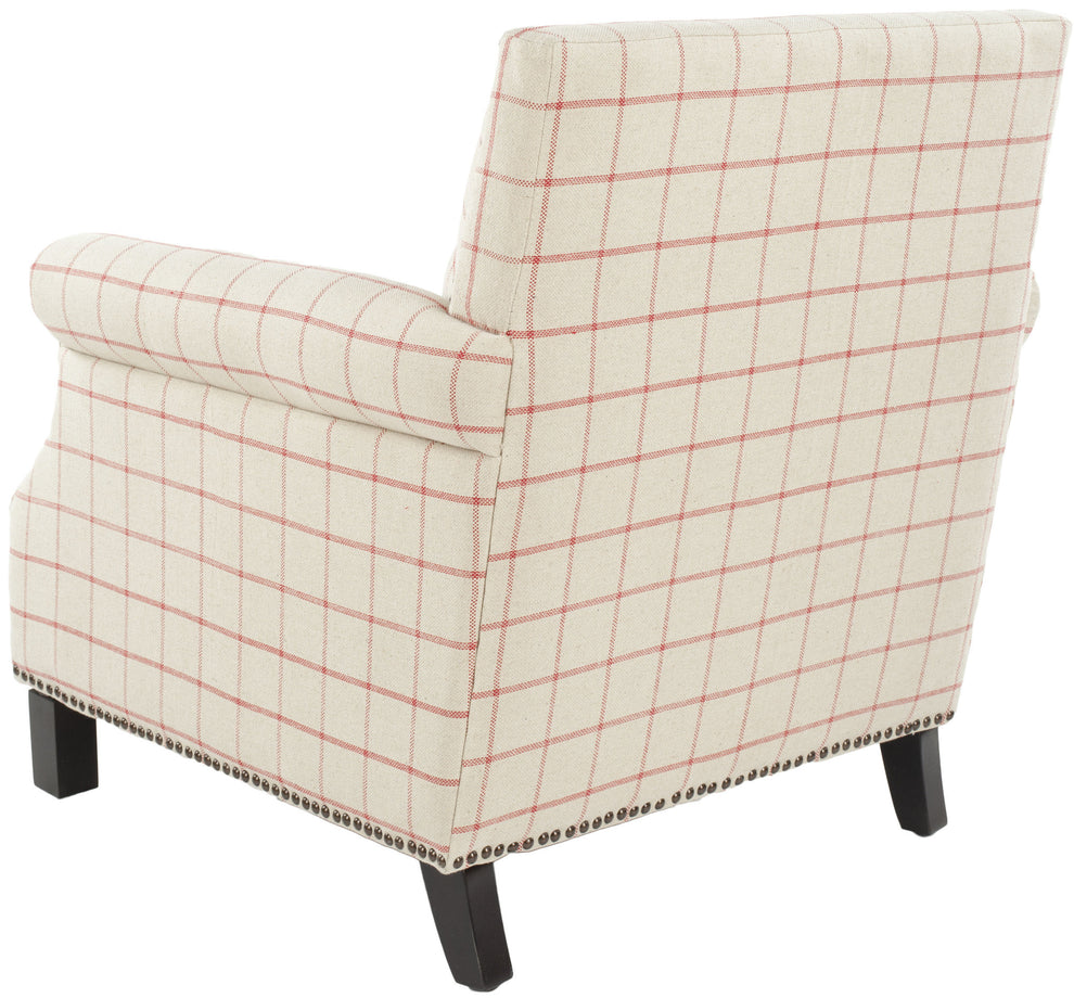 Safavieh Easton Club Chair In Plaid - Brass Nail Heads | Accent Chairs | Modishstore - 4