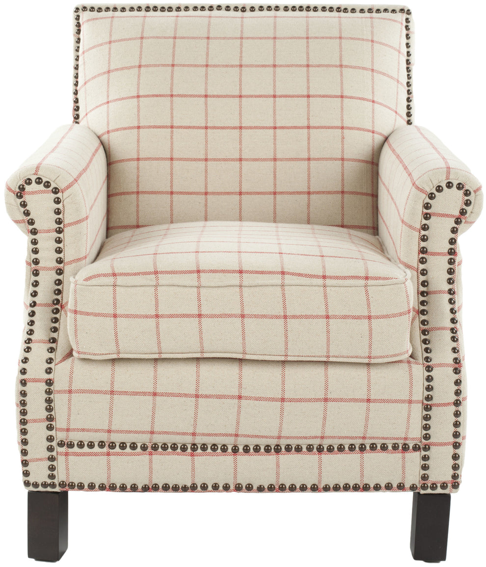 Safavieh Easton Club Chair In Plaid - Brass Nail Heads | Accent Chairs | Modishstore - 2