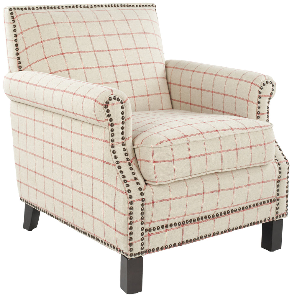 Safavieh Easton Club Chair In Plaid - Brass Nail Heads | Accent Chairs | Modishstore - 5