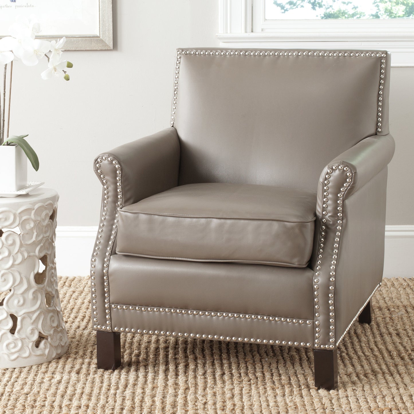 Safavieh Easton Club Chair - Silver Nail Heads | Accent Chairs | Modishstore - 3