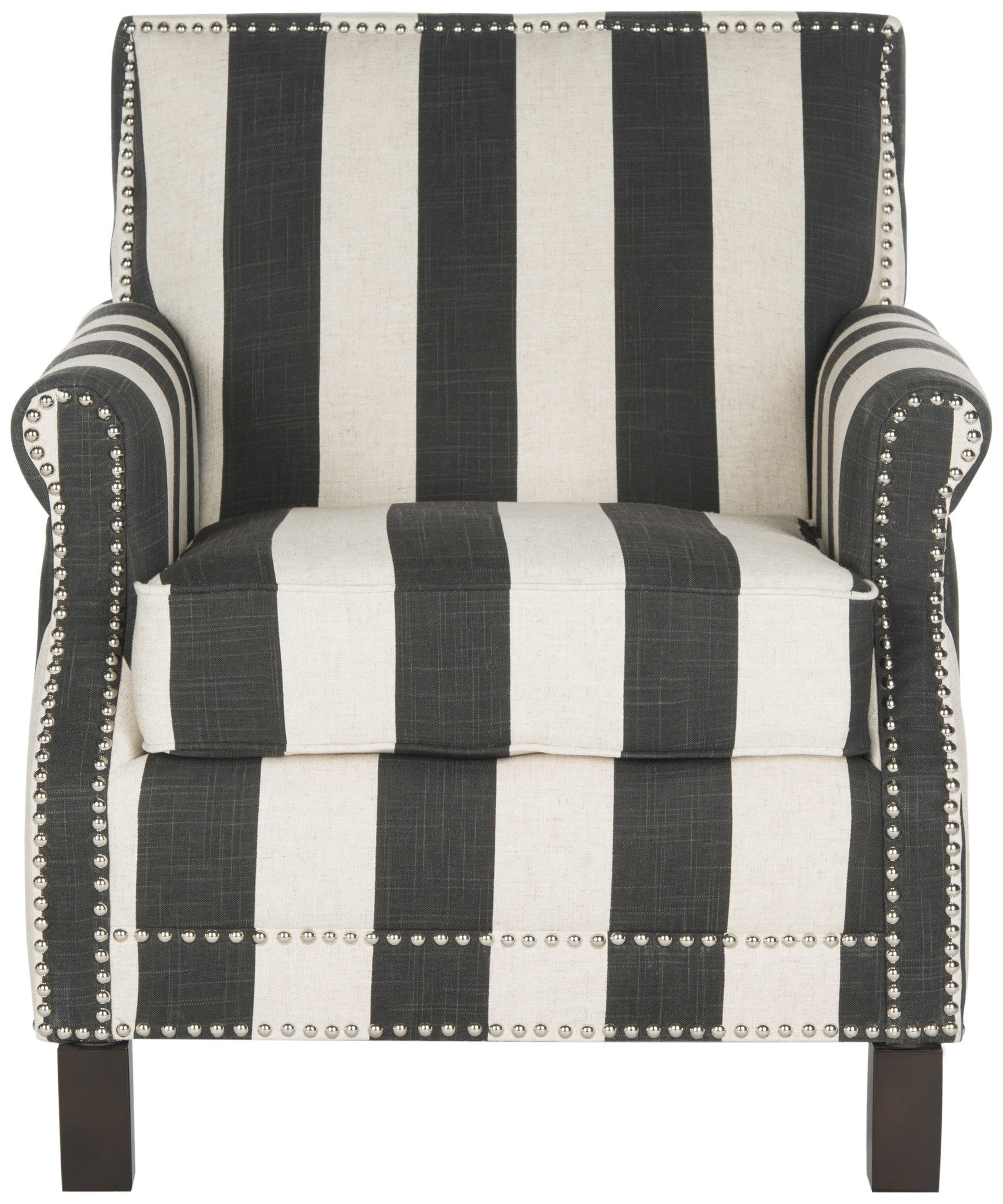 Safavieh Easton Club Chair With Awning Stripes - Silver Nail Heads | Accent Chairs | Modishstore - 6