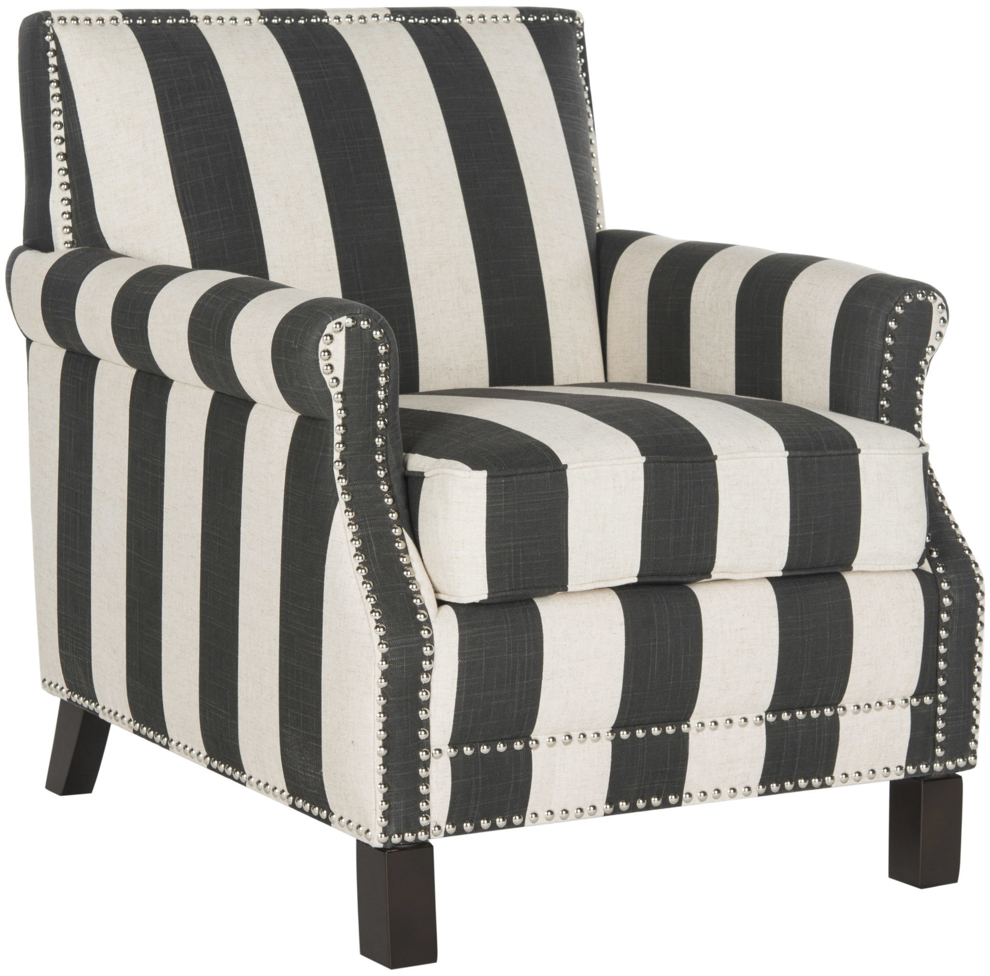 Safavieh Easton Club Chair With Awning Stripes - Silver Nail Heads | Accent Chairs | Modishstore - 2