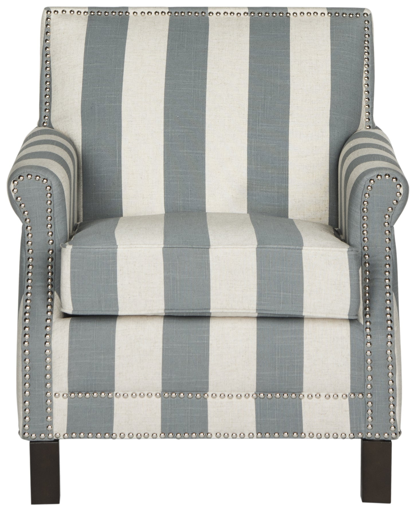 Safavieh Easton Club Chair With Awning Stripes - Silver Nail Heads | Accent Chairs |  Modishstore  - 10