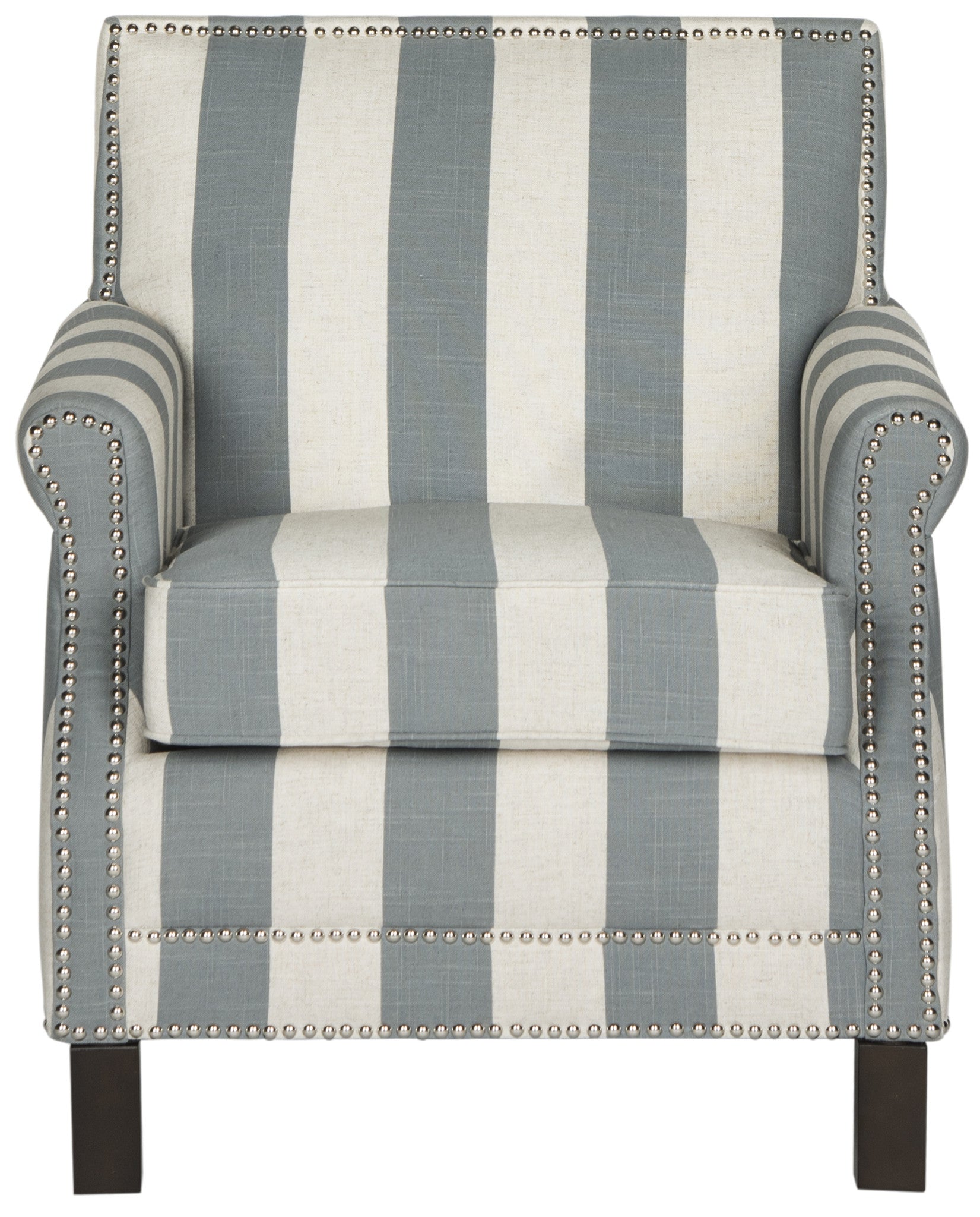 Safavieh Easton Club Chair With Awning Stripes - Silver Nail Heads | Accent Chairs | Modishstore - 10